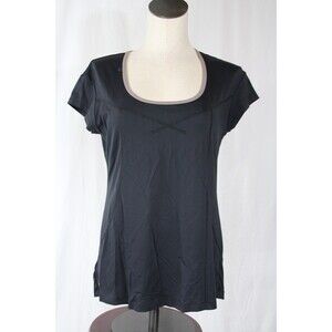 Lole Short Sleeve Athletic Top Black Size L Hidden Pocket Cycling Outdoors